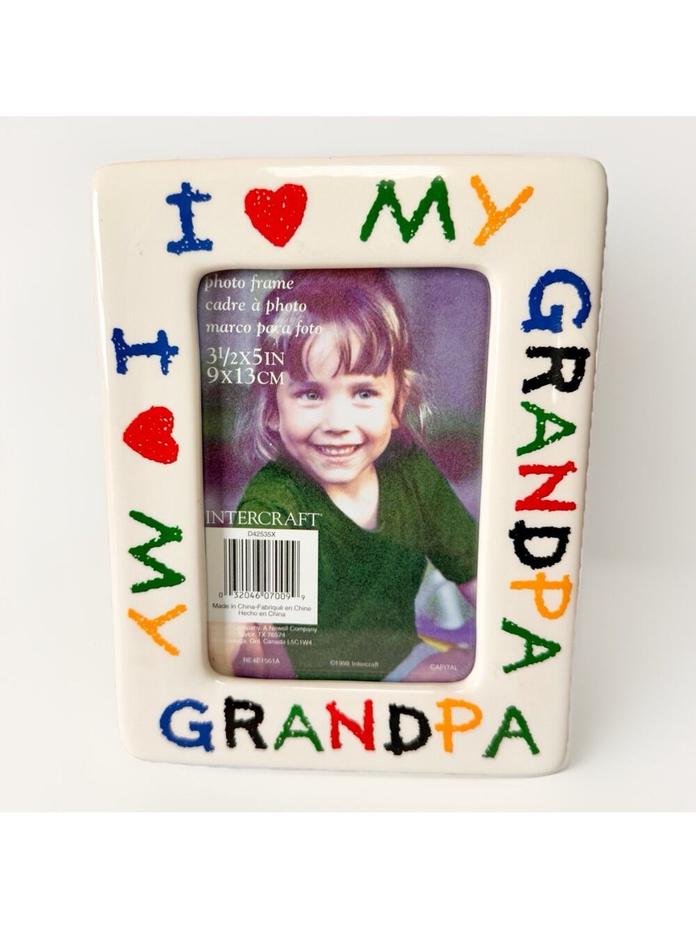 Vintage Intercraft “I Love My‎ Grandpa” Ceramic Picture Frame 3.5 X 5